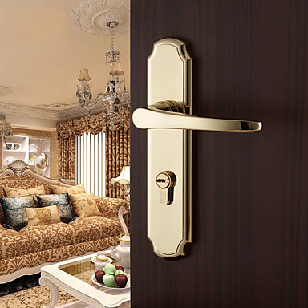 Contemporary Zinc Alloy Golden Keyed Entry Door Lock  