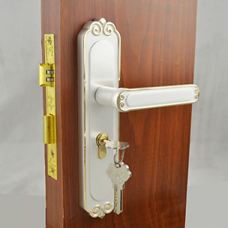 White&Gold Door Lock, Lever Lock, Leverset, Door Lever with 3 Keys  