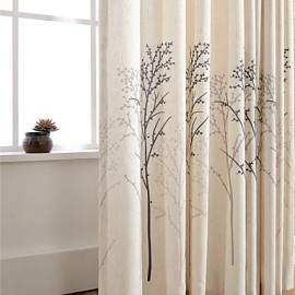 Linen Tree Printing Curtain Two Panel Curtains Drapes  