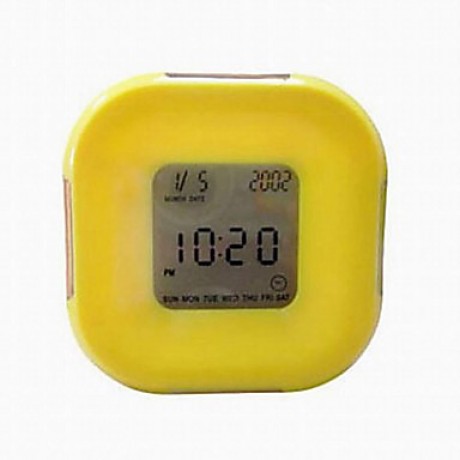 LED Glowing Change Digital Glowing Alarm Thermometer Clock Cube (Color Random)  