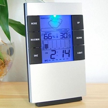 2.7" LCD Luminous Weather Forecast Thermometer + Hygrometer w/ Alarm Clock   