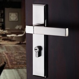 Contemporary Zinc Alloy Silver Keyed Entry Door Lock  