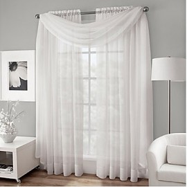 Modern Two Panels Solid White Living Room Polyester Sheer Curtains Shades  