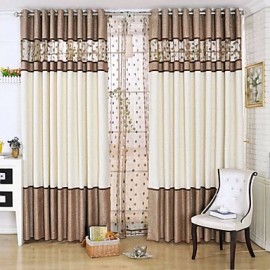 Two Panels European Patchwork Living Room Polyester Panel Curtains Drapes  