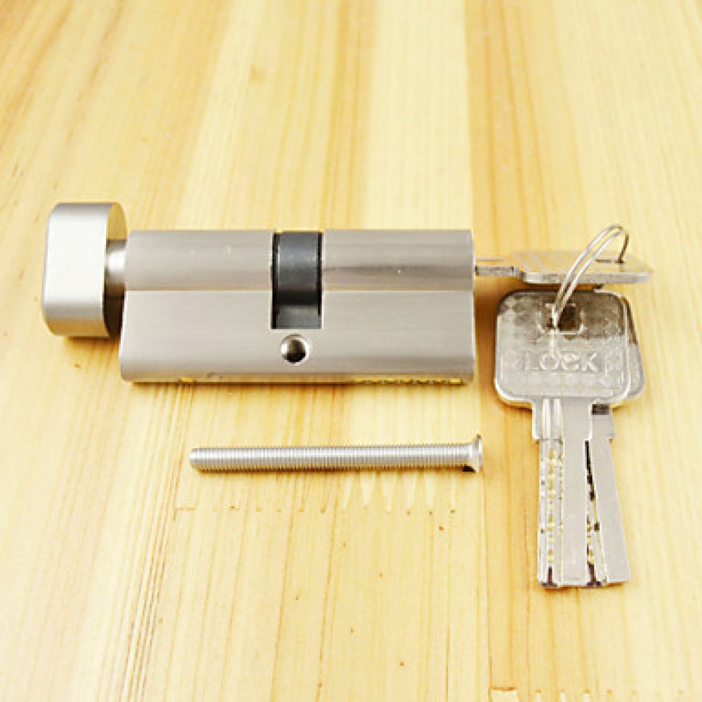 Lock Cylinder Thumb Turn Cylinder 70mm(35/35),Lock Cylinder with Knob with 3 Keys, Brush Nickle  