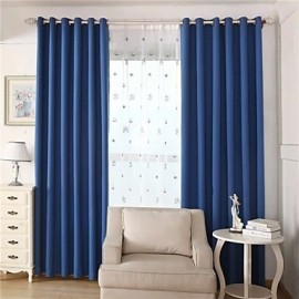 Two Panels Solid Living Room Cotton Blackout Curtains Drapes  