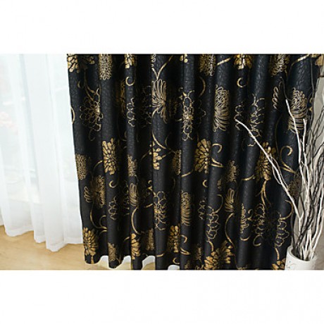 Two Panels European Fashion Silver Pressed Jacquard Window Large Flowers Curtains Drapes  