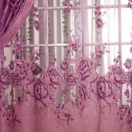 One Panel Grommet Top Country Floral Living Room Polyester Sheer Curtains Shades  