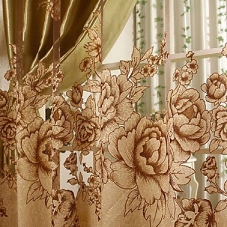 One Panel Grommet Top Country Floral Living Room Polyester Sheer Curtains Shades  