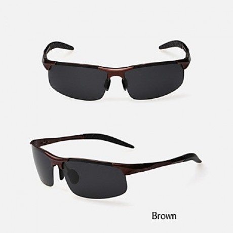 Sunglasses Men's Classic / Lightweight / Sports / Polarized Wrap Black / Silver / Brown / Gray Sunglasses Half-Rim  