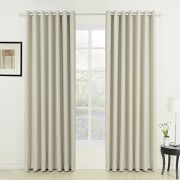 Two Panels Neoclassical Solid Ivory Living Room Polyester Panel Curtains Drapes  