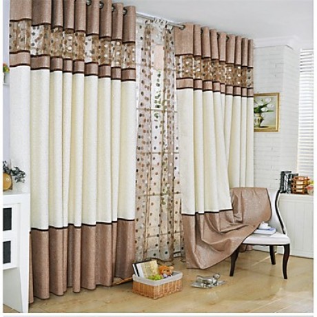 Two Panels European Patchwork Living Room Polyester Panel Curtains Drapes  