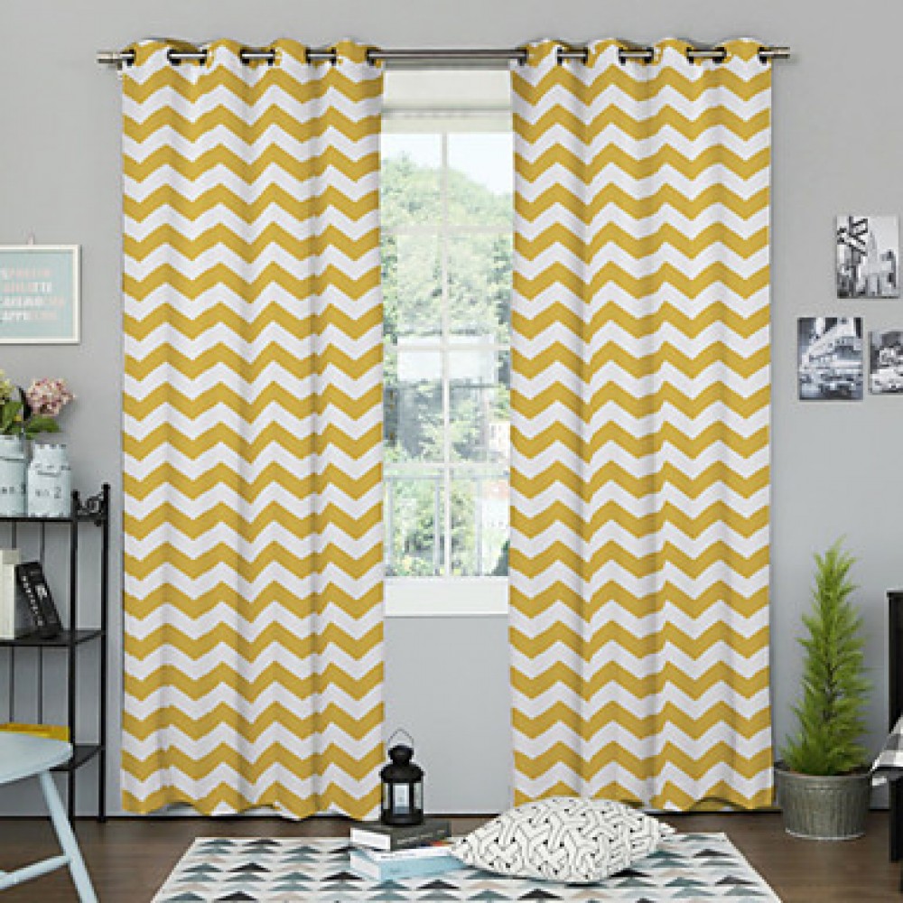 Designer Two Panels Geometric ture Bedroom Polyester Panel Curtains Drapes  