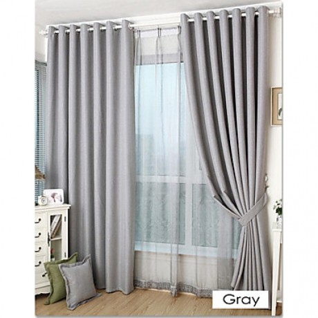 Country Curtains? Room Darkening Faux Linen Jacquard Solid Curtain Two Panels   