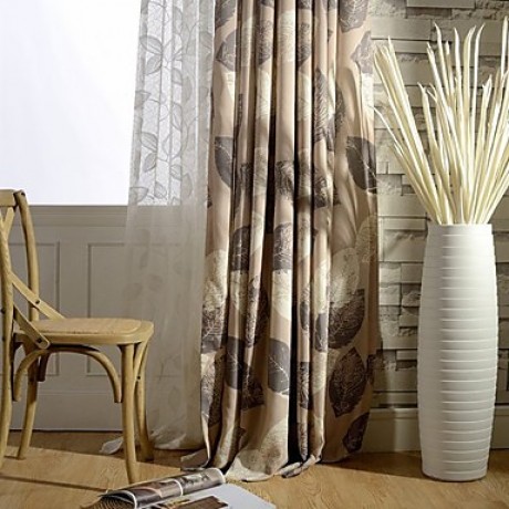 Two Panel Country Leaf Printed Cotton Energy Saving Curtains Drapes  