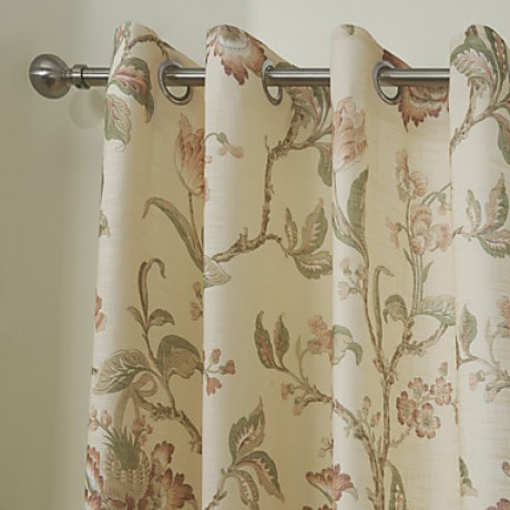 Two Panels  Country Summer Floral Energy Saving Lined Curtain   