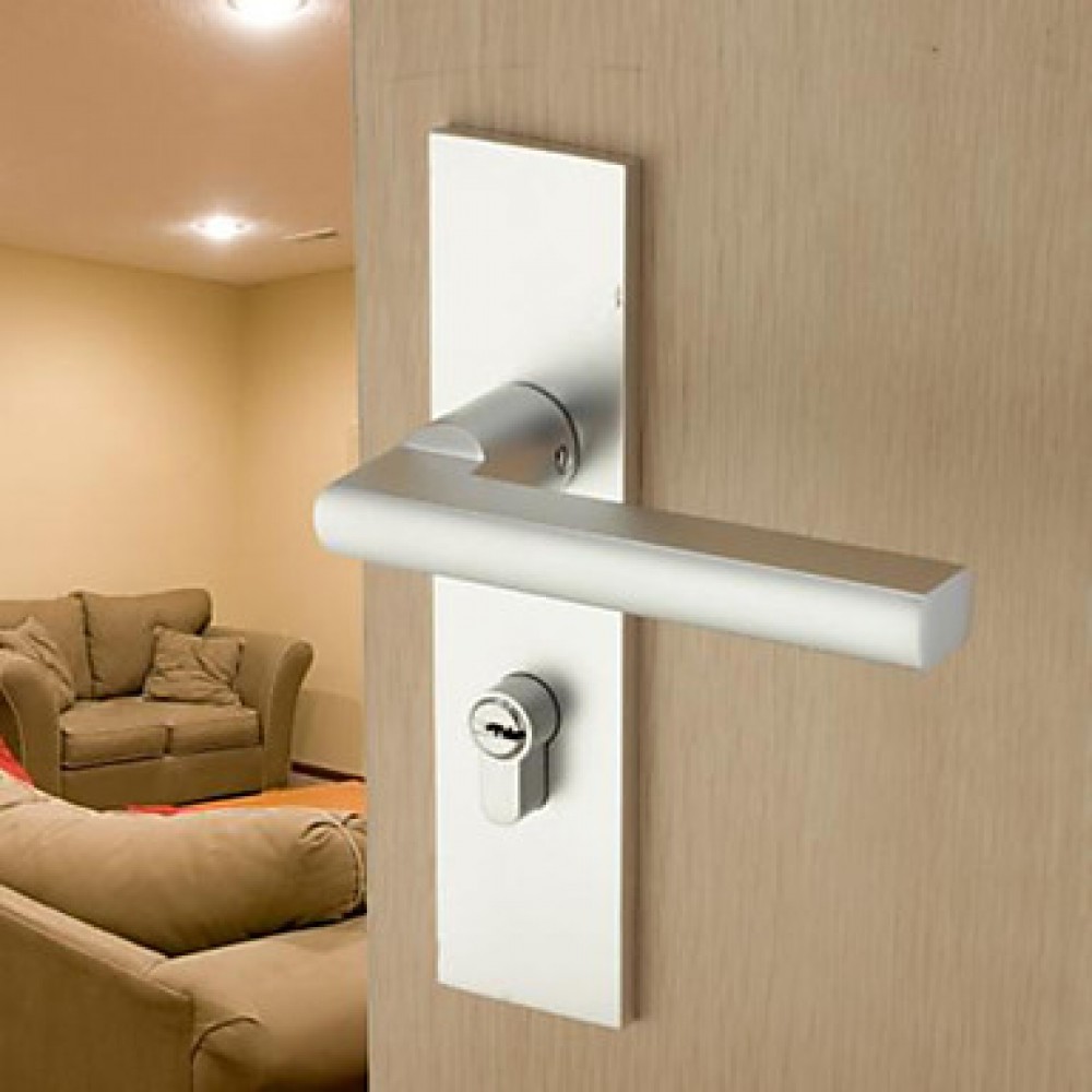 Modern Aluminum Silver Keyed Entry Door Lock  