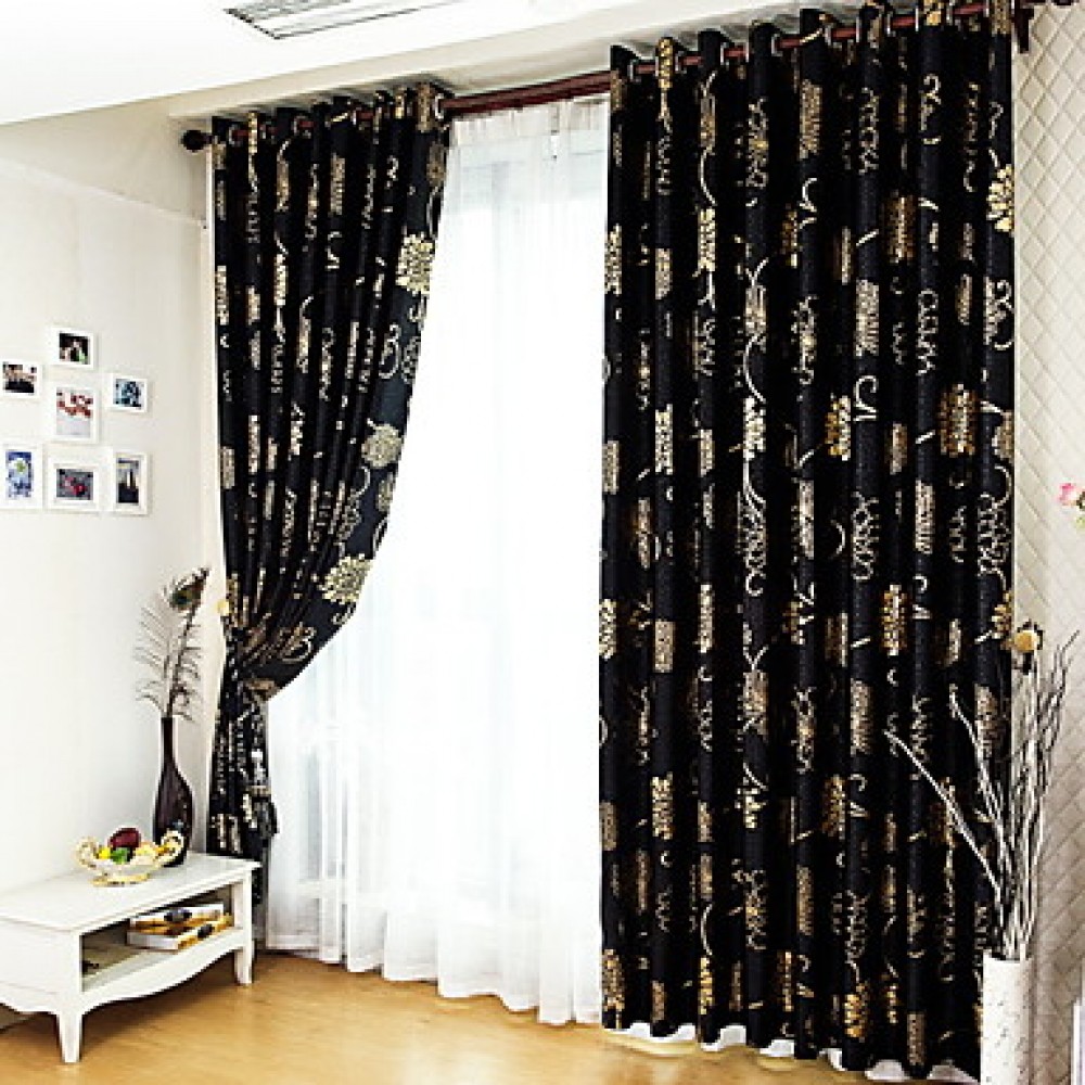 Two Panels European Fashion Silver Pressed Jacquard Window Large Flowers Curtains Drapes  