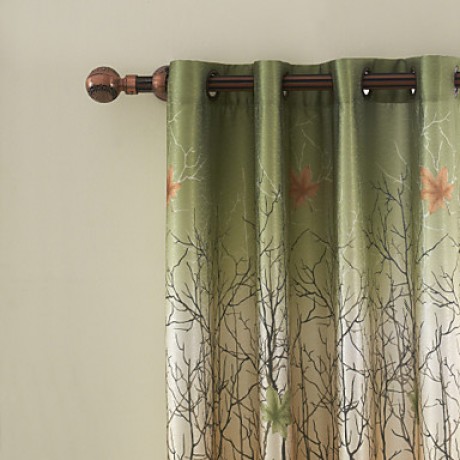 Country Two Panels Leaf Green Living Room Polyester Curtains Drapes  