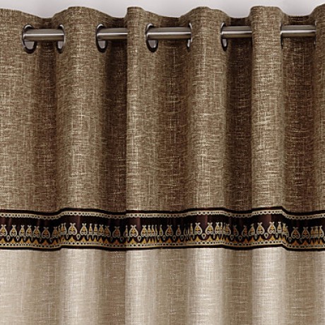 Neoclassical Two Panels Solid Beige  Brown Living Room Polyester Panel Curtains Drapes  