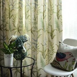 Two Panels Floral Design Print Panel Curtains Drapes  