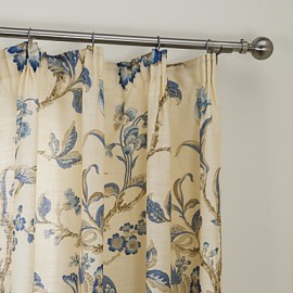 Country Two Panels Floral  Botanical Beige  Blue Bedroom Linen/Polyester Blend Blackout Curtains Drapes  