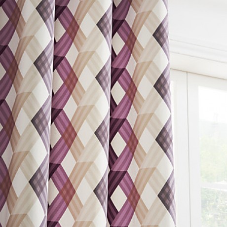 Two Panels  Contemporary Warm Colors Overlapping Lattice Curtains Drapes  