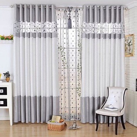 Two Panels European Patchwork Living Room Polyester Panel Curtains Drapes  