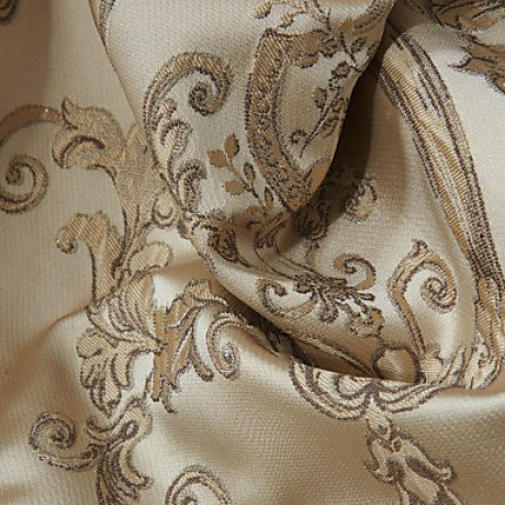 Two Panels  Michelle Luxury? Rococo Beige Floral Polyester Energy Saving Curtain Drape  