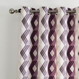 Two Panels  Contemporary Warm Colors Overlapping Lattice Curtains Drapes  