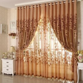 One Panel Country Floral Living Room Polyester Sheer Curtains Shades  