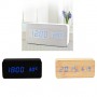 Blue Light USB Dual-Screen Rectangular Wooden LED Clock  