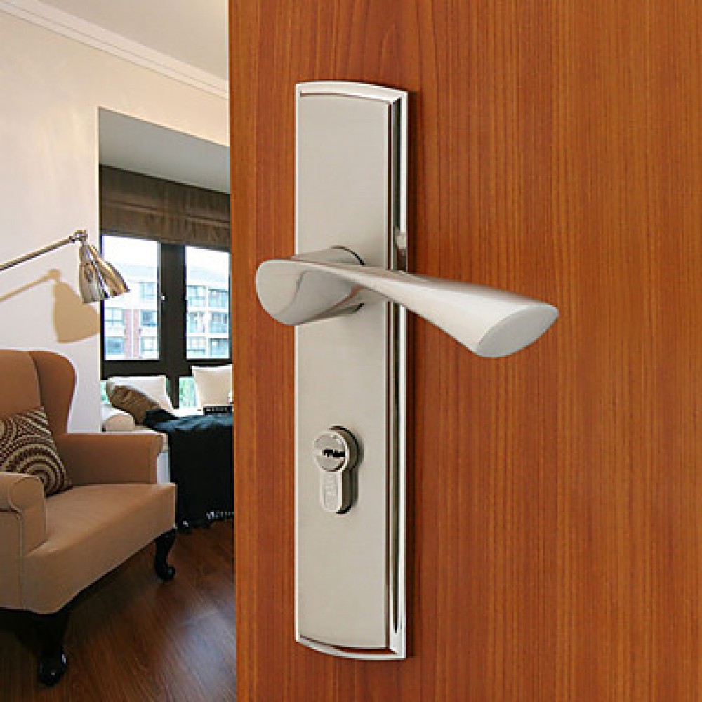 Contemporary Zinc Alloy Silver Keyed Entry Door Lock  