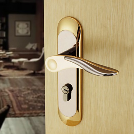 Contemporary Zinc Alloy Golden Keyed Entry Door Lock  