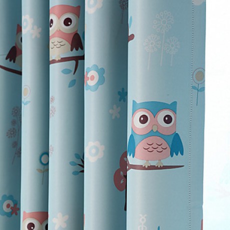 Two Panels Owl Kids  Blackout Printing Curtains Shades  