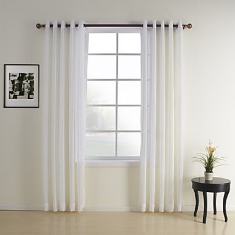 Modern Bedroom Plaid/Check White Two Panels Sheer Curtains Shades  