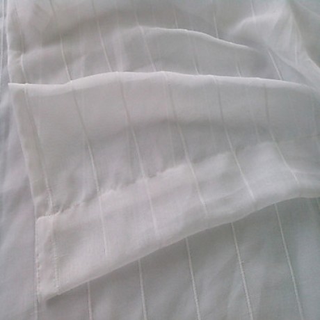 Two Panels White Stripe Polyester Sheer  