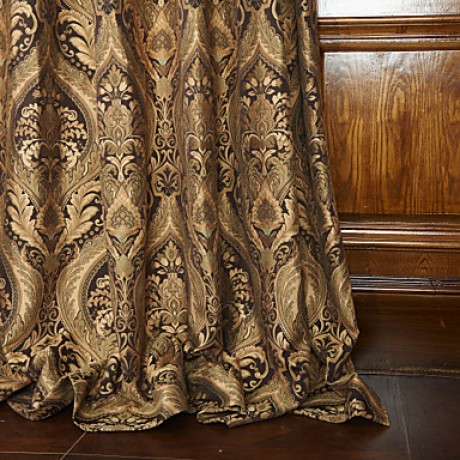 Two Panels Rococo Vitage Flower Jacquard Energy Saving Curtain Drape  