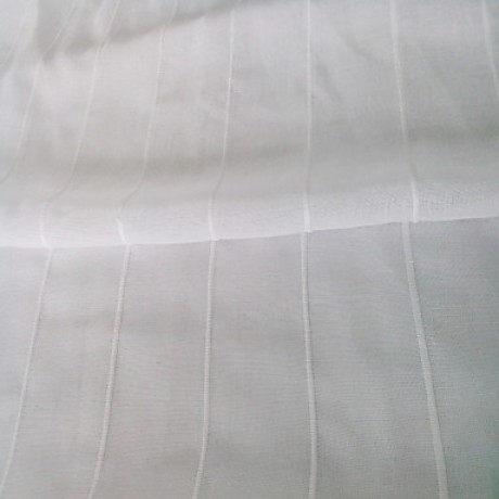 Two Panels White Stripe Polyester Sheer  