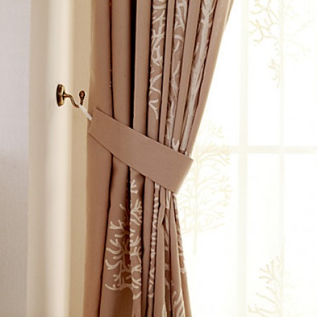 Two Panel Modern  Tree  Embroidered  Cotton Energy Saving Curtains Drapes  