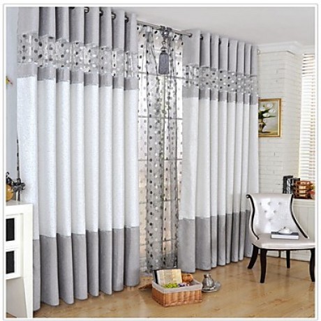 Two Panels European Patchwork Living Room Polyester Panel Curtains Drapes  