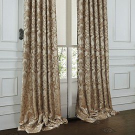 Two Panels  Michelle Luxury? Rococo Beige Floral Polyester Energy Saving Curtain Drape  