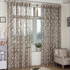 Country Curtains? Sheer Hollow Out Jacquard Leaf Sheer Curtains Drapes Two Panel   