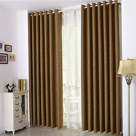 Country Curtains? Room Darkening Faux Linen Jacquard Solid Curtain Two Panels   