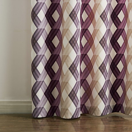 Two Panels  Contemporary Warm Colors Overlapping Lattice Curtains Drapes  