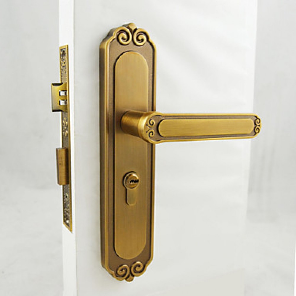 Yellow Bronze Door Lock, Lever Lock, Leverset, Door Lever with 3 Keys  