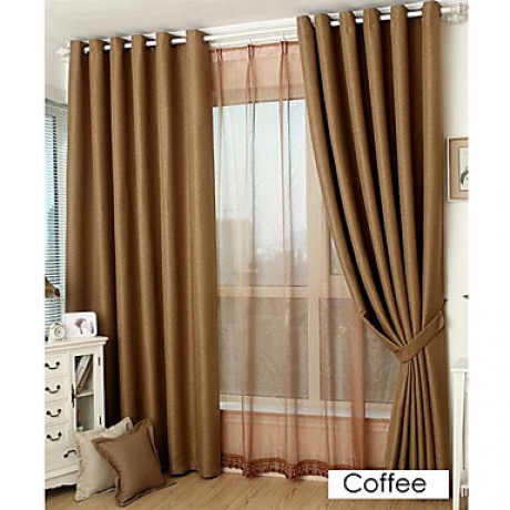 Country Curtains? Room Darkening Faux Linen Jacquard Solid Curtain Two Panels   