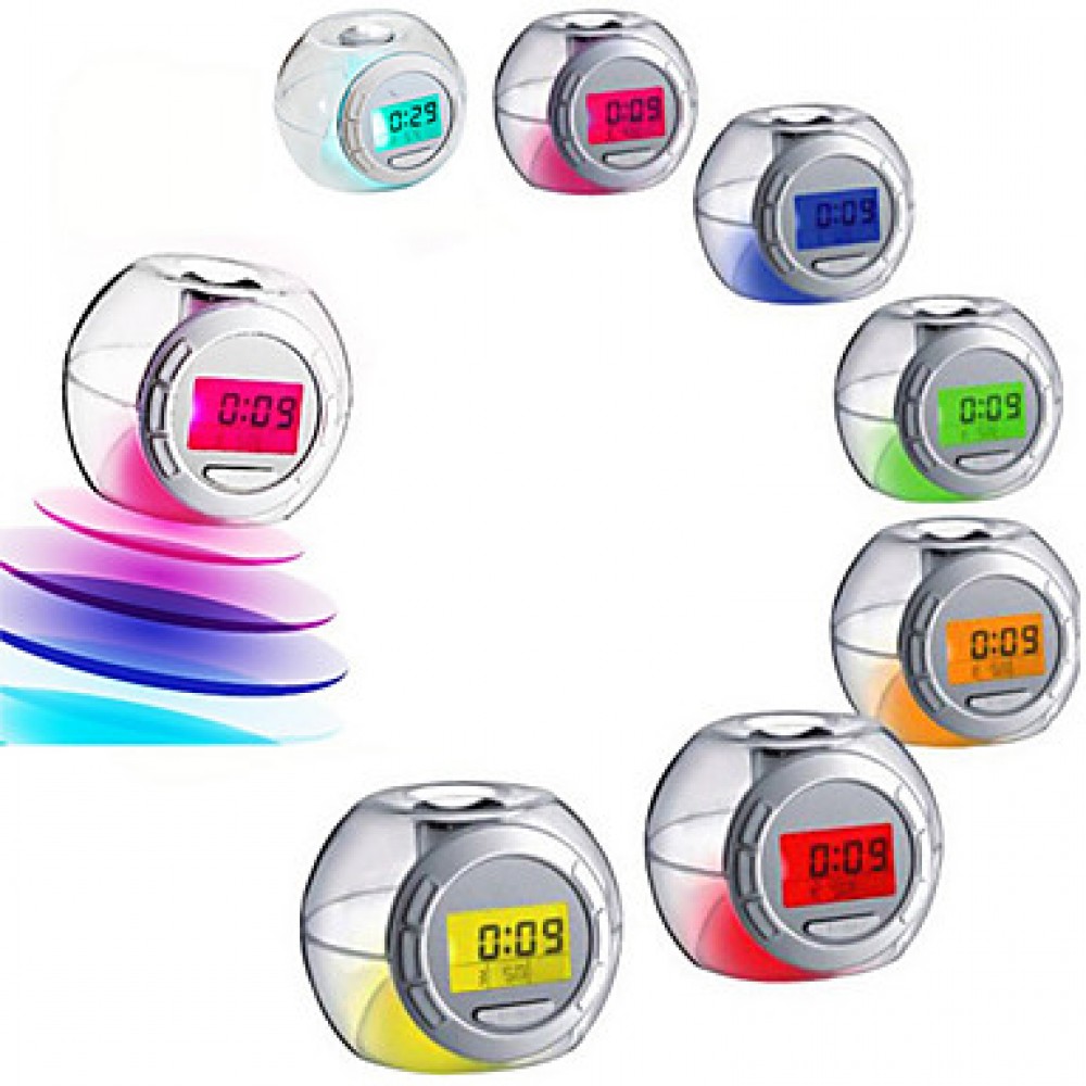 Led Color Changing Light Nature Sound Alarm Clock Calendar Snooze Temperature  