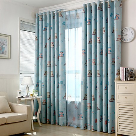 Two Panels Owl Kids  Blackout Printing Curtains Shades  