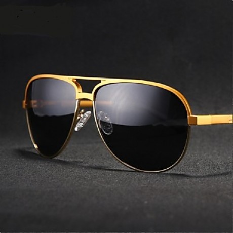 Sunglasses Men's Lightweight / Polarized Browline Black / Silver / Gold Sunglasses / Sports Full-Rim  